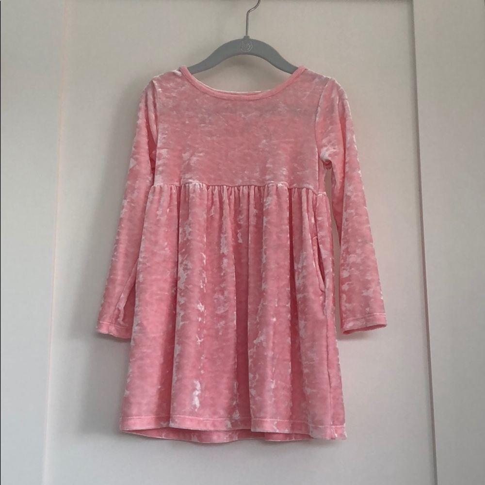 pink velvet shirt dress